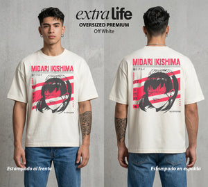 La Escuela del Apostador | La Ruleta Rusa #01515 - Playera Oversized Premium | Off White - Foto en modelo