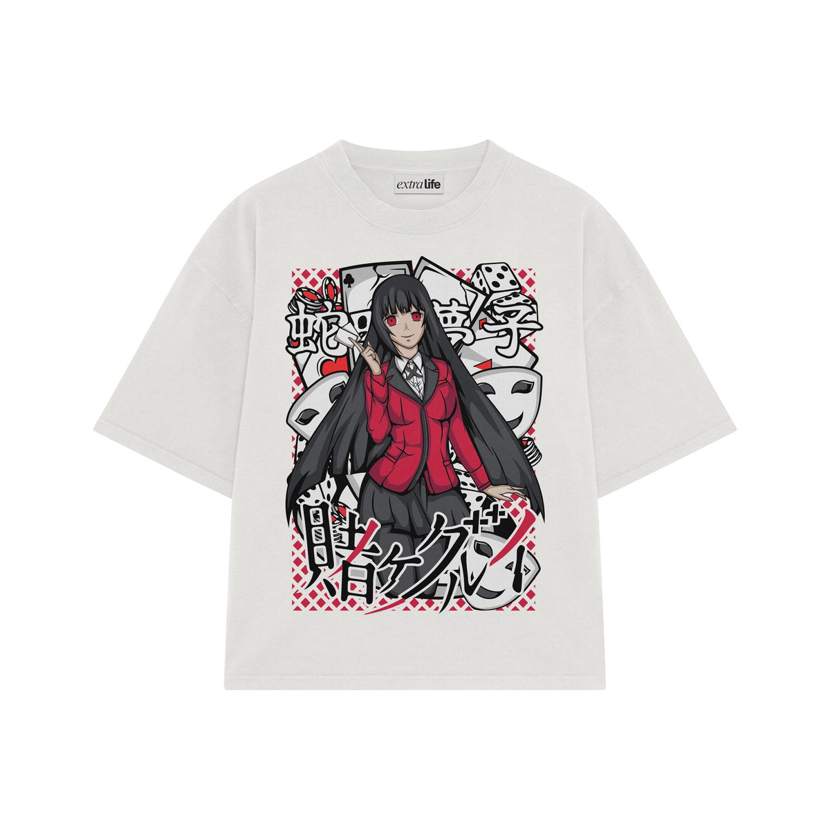 Playera streetwear premium de anime y gaming ExtraLife MX, corte oversized drop shoulder ligero y fresco en color Deep Black y Off-White, moda urbana mexicana de culto.