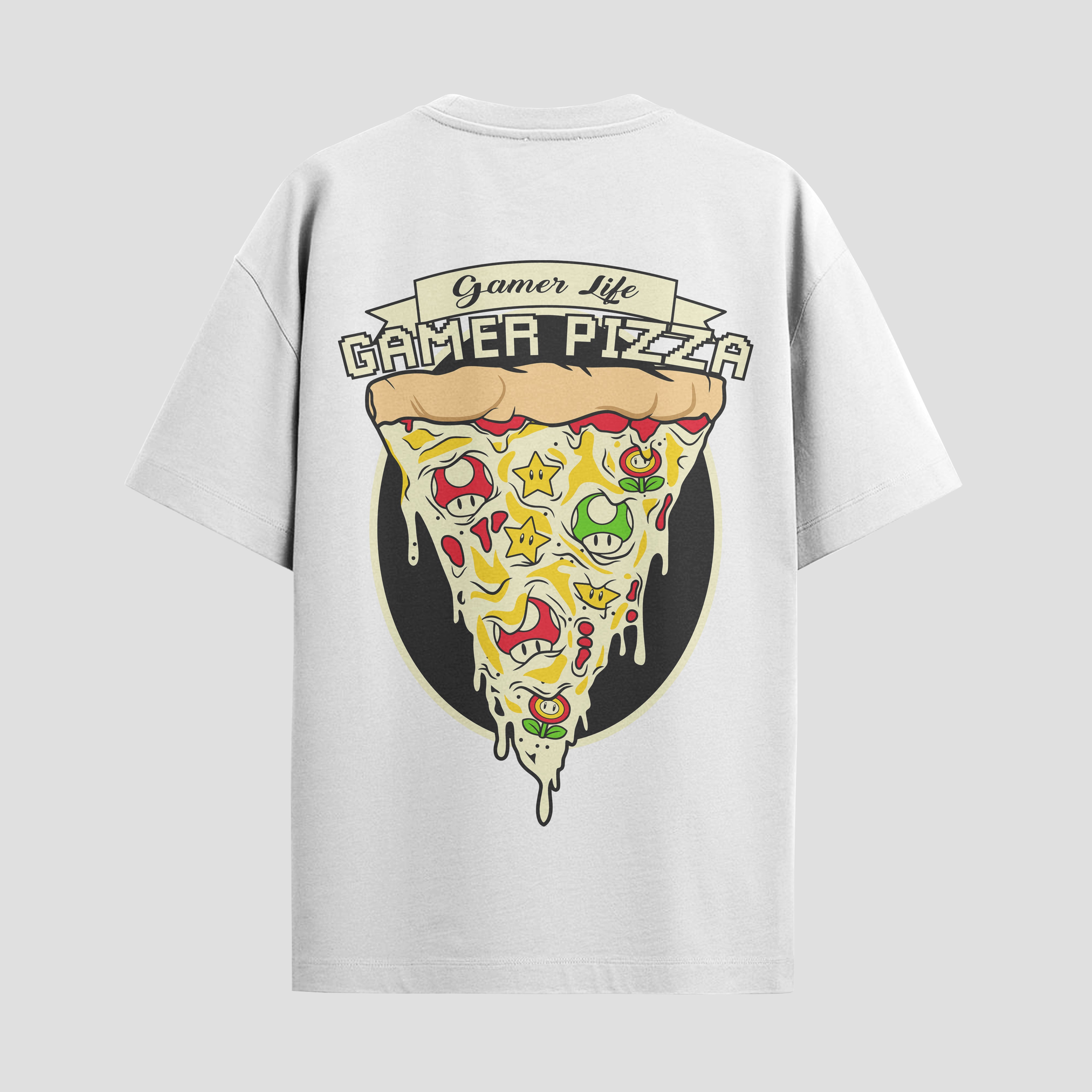Playera urbana de anime y gaming ExtraLife MX, corte Standard Fit unisex ligero y transpirable en color Deep Black y Pure White, ropa de uso diario para gym y casual.