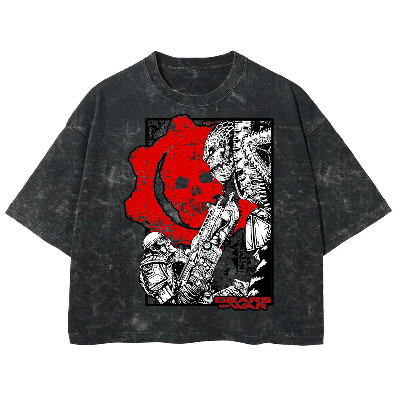 Playera streetwear premium de anime y gaming ExtraLife MX, corte boxy deluxe mineral wash heavyweight en color Acid Wash, moda urbana mexicana de culto.