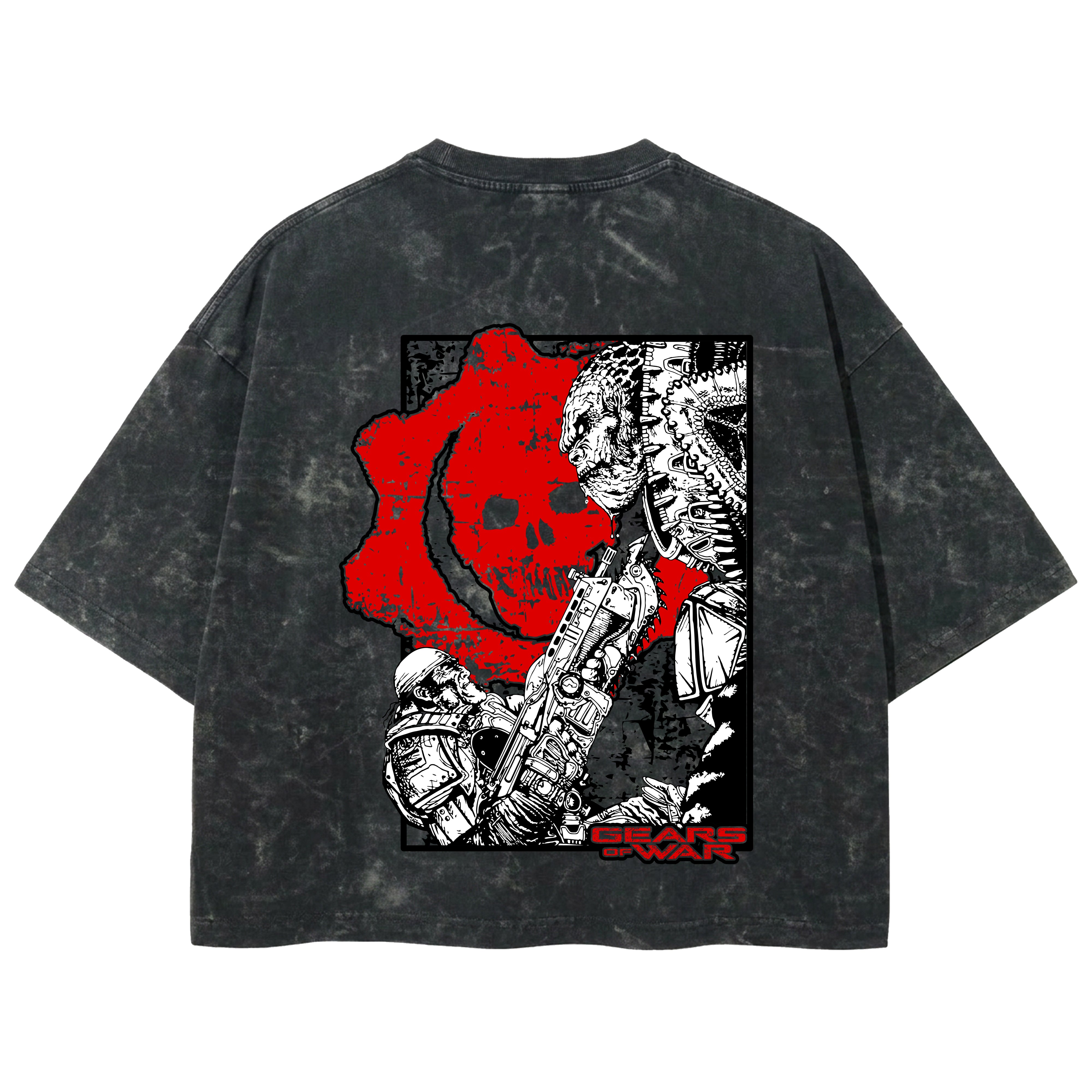 Playera streetwear premium de anime y gaming ExtraLife MX, corte boxy deluxe mineral wash heavyweight en color Acid Wash, moda urbana mexicana de culto.