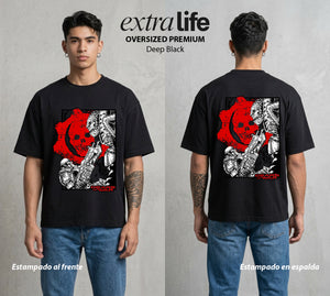 Engranajes de Batalla | Los Engranajes de Batalla #01521 - Playera Oversized Premium | Deep Black - Foto en modelo