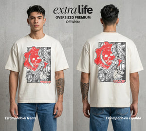Engranajes de Batalla | Los Engranajes de Batalla #01521 - Playera Oversized Premium | Off White - Foto en modelo