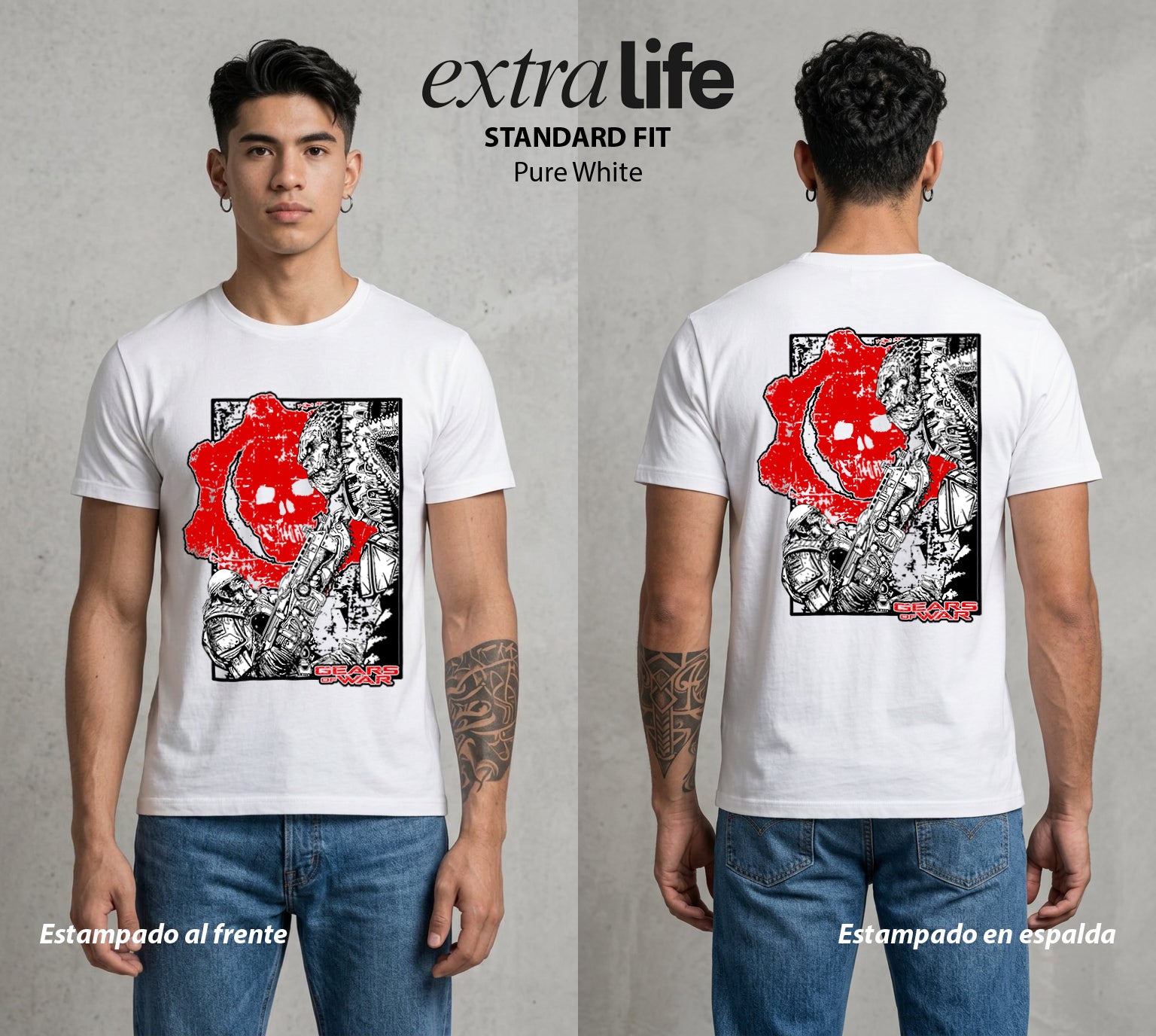 Engranajes de Batalla | Los Engranajes de Batalla #01521 - Playera Standard Fit | Pure White - Foto en modelo
