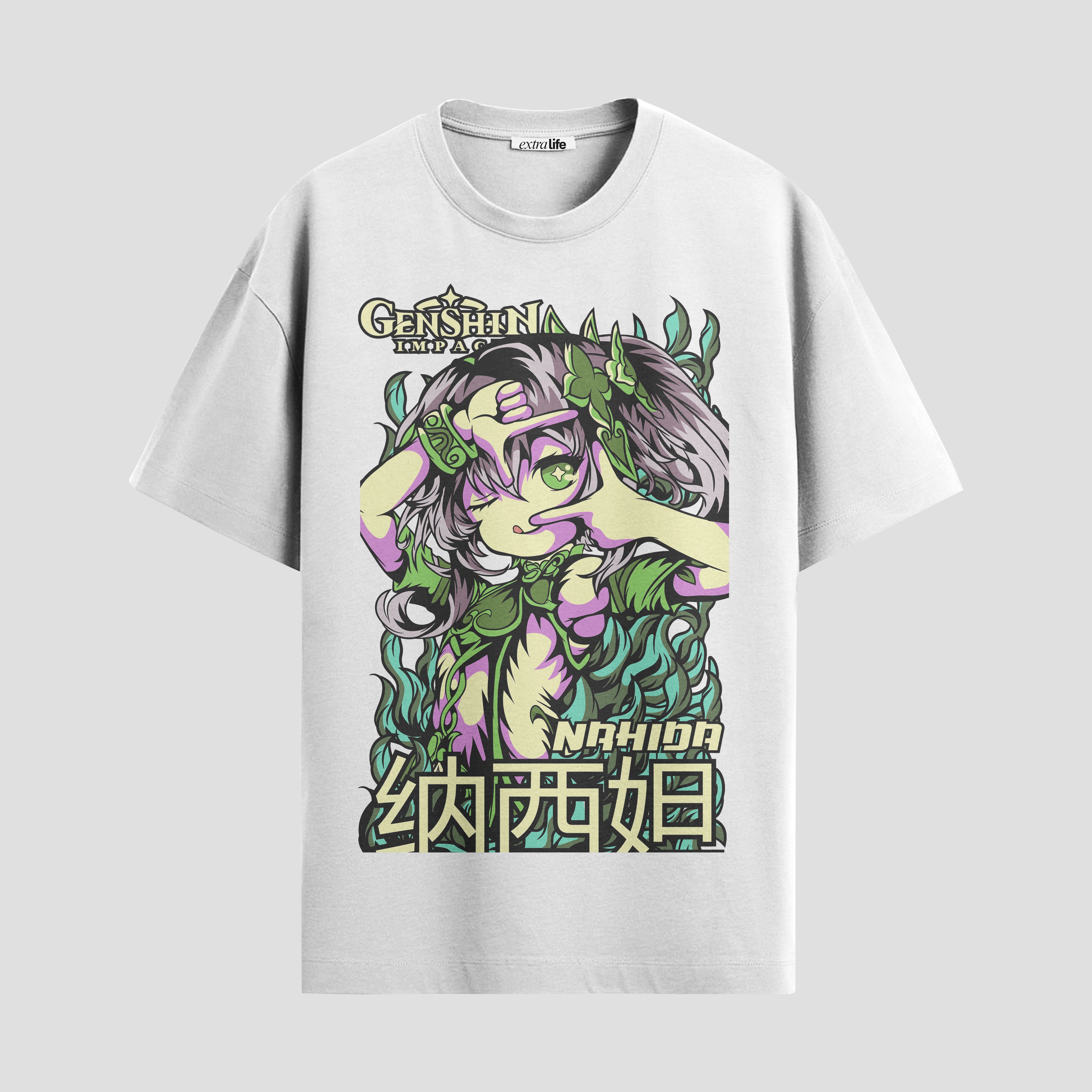 Playera urbana de anime y gaming ExtraLife MX, corte Standard Fit unisex ligero y transpirable en color Deep Black y Pure White, ropa de uso diario para gym y casual.