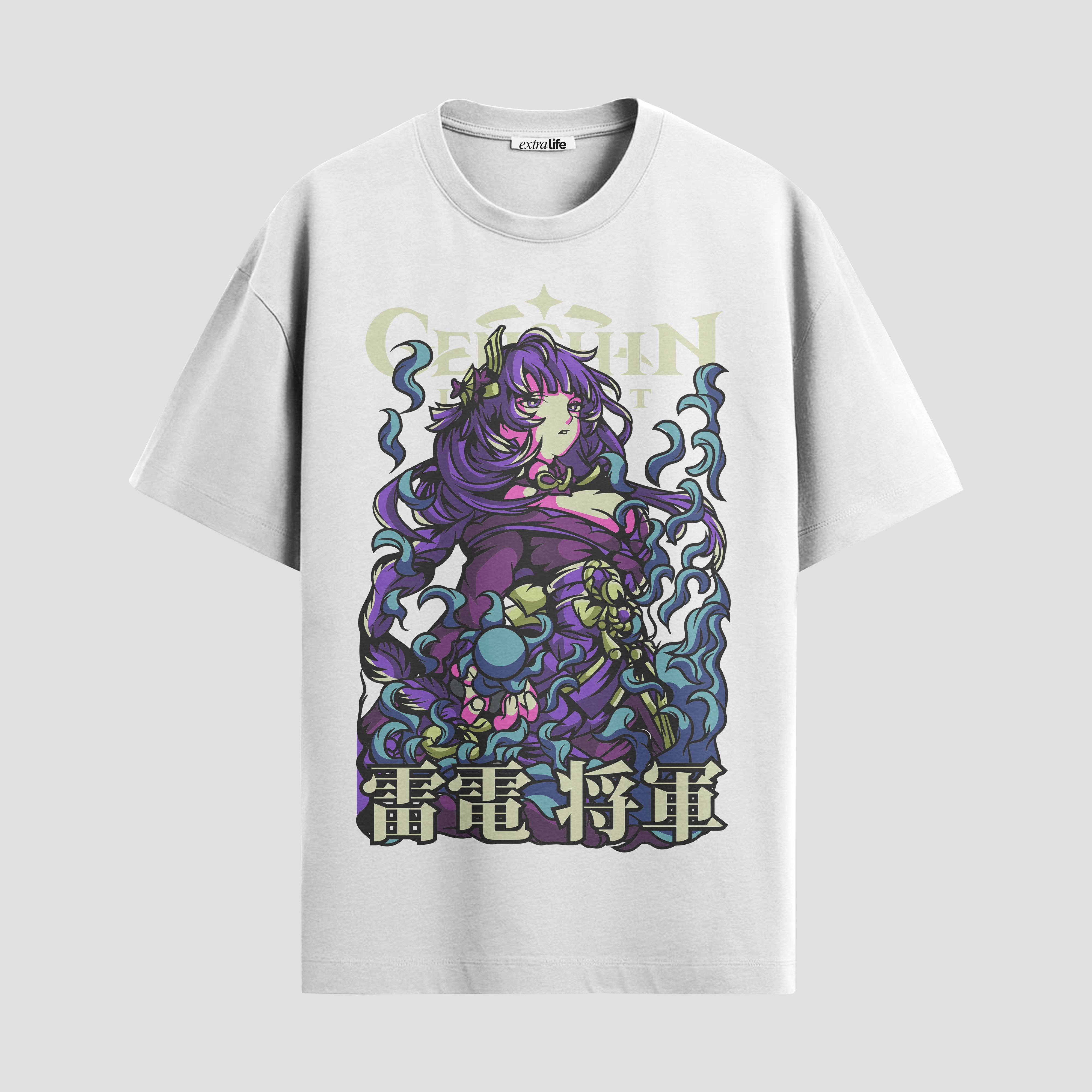 Playera urbana de anime y gaming ExtraLife MX, corte Standard Fit unisex ligero y transpirable en color Deep Black y Pure White, ropa de uso diario para gym y casual.