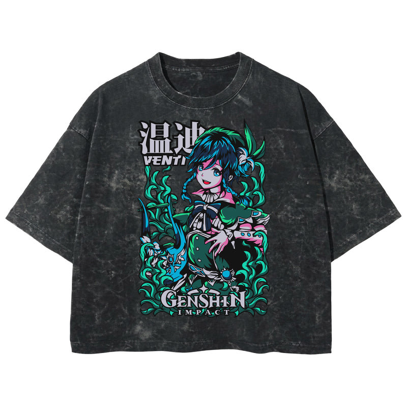 Playera streetwear premium de anime y gaming ExtraLife MX, corte boxy deluxe mineral wash heavyweight en color Acid Wash, moda urbana mexicana de culto.