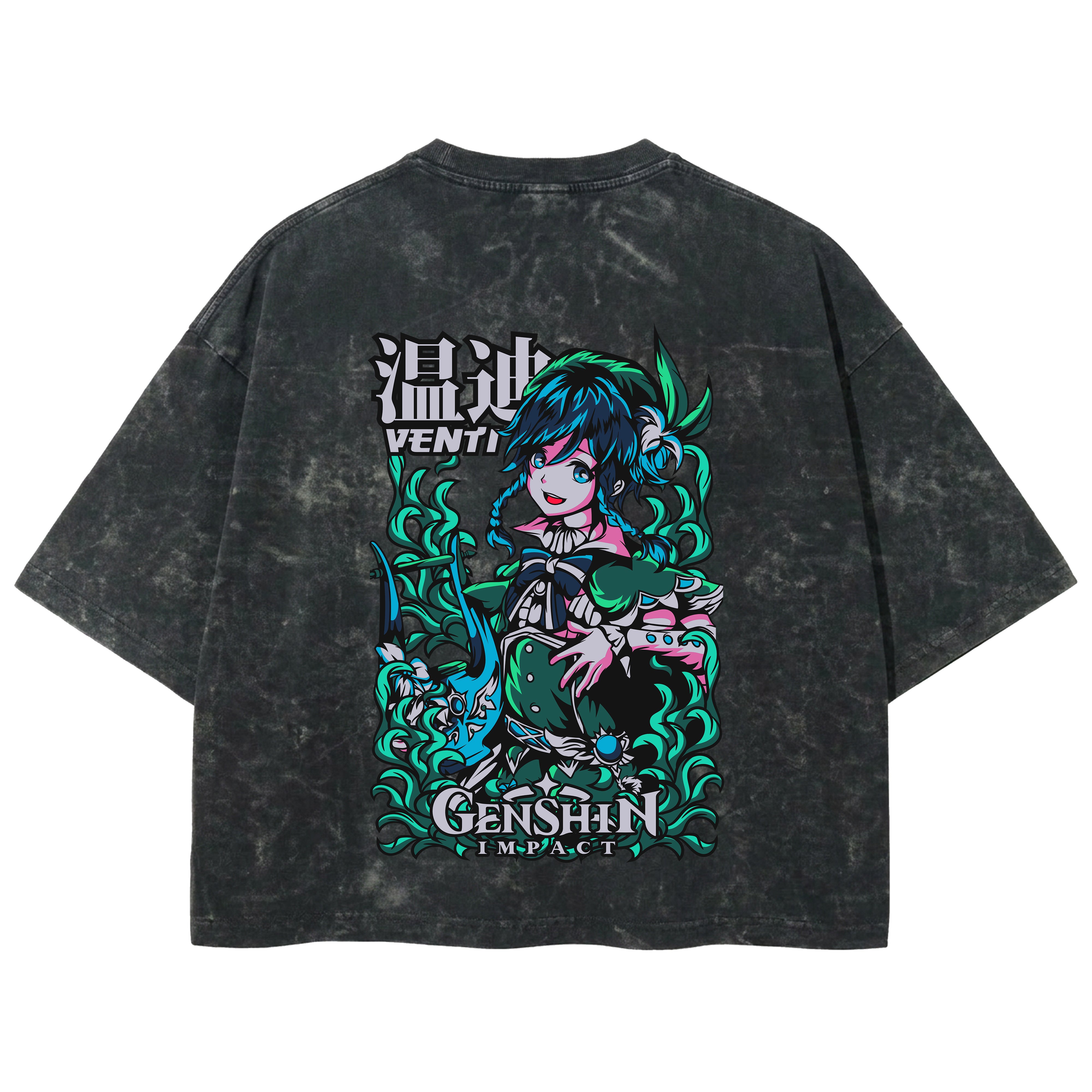 Playera streetwear premium de anime y gaming ExtraLife MX, corte boxy deluxe mineral wash heavyweight en color Acid Wash, moda urbana mexicana de culto.