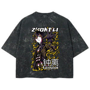 Playera streetwear premium de anime y gaming ExtraLife MX, corte boxy deluxe mineral wash heavyweight en color Acid Wash, moda urbana mexicana de culto.