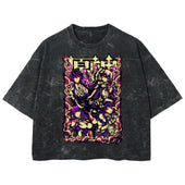 Playera streetwear premium de anime y gaming ExtraLife MX, corte boxy deluxe mineral wash heavyweight en color Acid Wash, moda urbana mexicana de culto.
