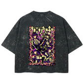 Playera streetwear premium de anime y gaming ExtraLife MX, corte boxy deluxe mineral wash heavyweight en color Acid Wash, moda urbana mexicana de culto.