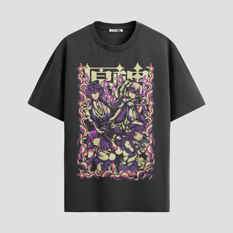 Playera urbana de anime y gaming ExtraLife MX, corte Standard Fit unisex ligero y transpirable en color Deep Black y Pure White, ropa de uso diario para gym y casual.
