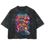Playera streetwear premium de anime y gaming ExtraLife MX, corte boxy deluxe mineral wash heavyweight en color Acid Wash, moda urbana mexicana de culto.