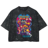 Playera streetwear premium de anime y gaming ExtraLife MX, corte boxy deluxe mineral wash heavyweight en color Acid Wash, moda urbana mexicana de culto.