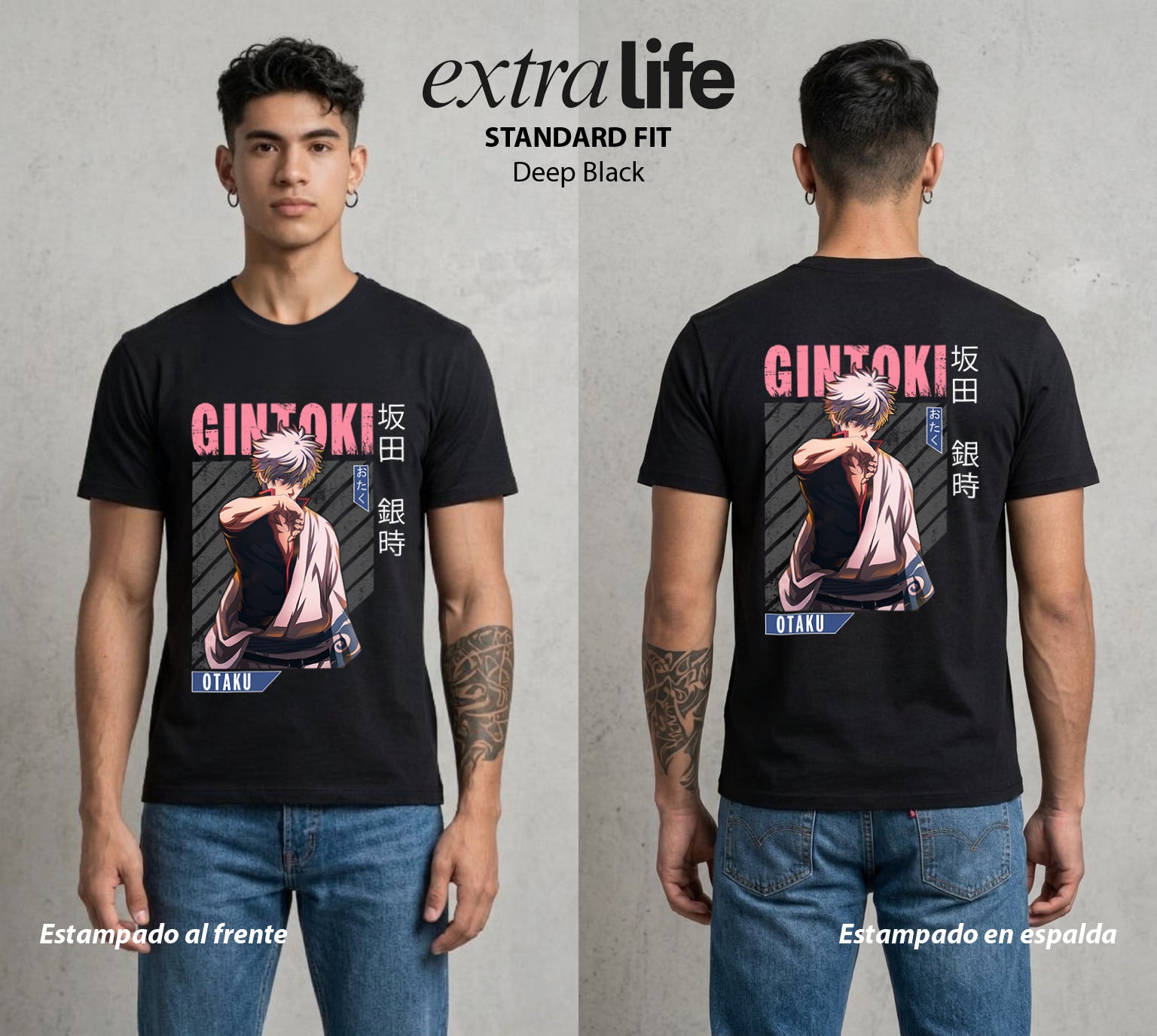 El Samurai sin Trabajo | El Poder del Trabajo #01528 - Playera Standard Fit | Deep Black - Foto en modelo