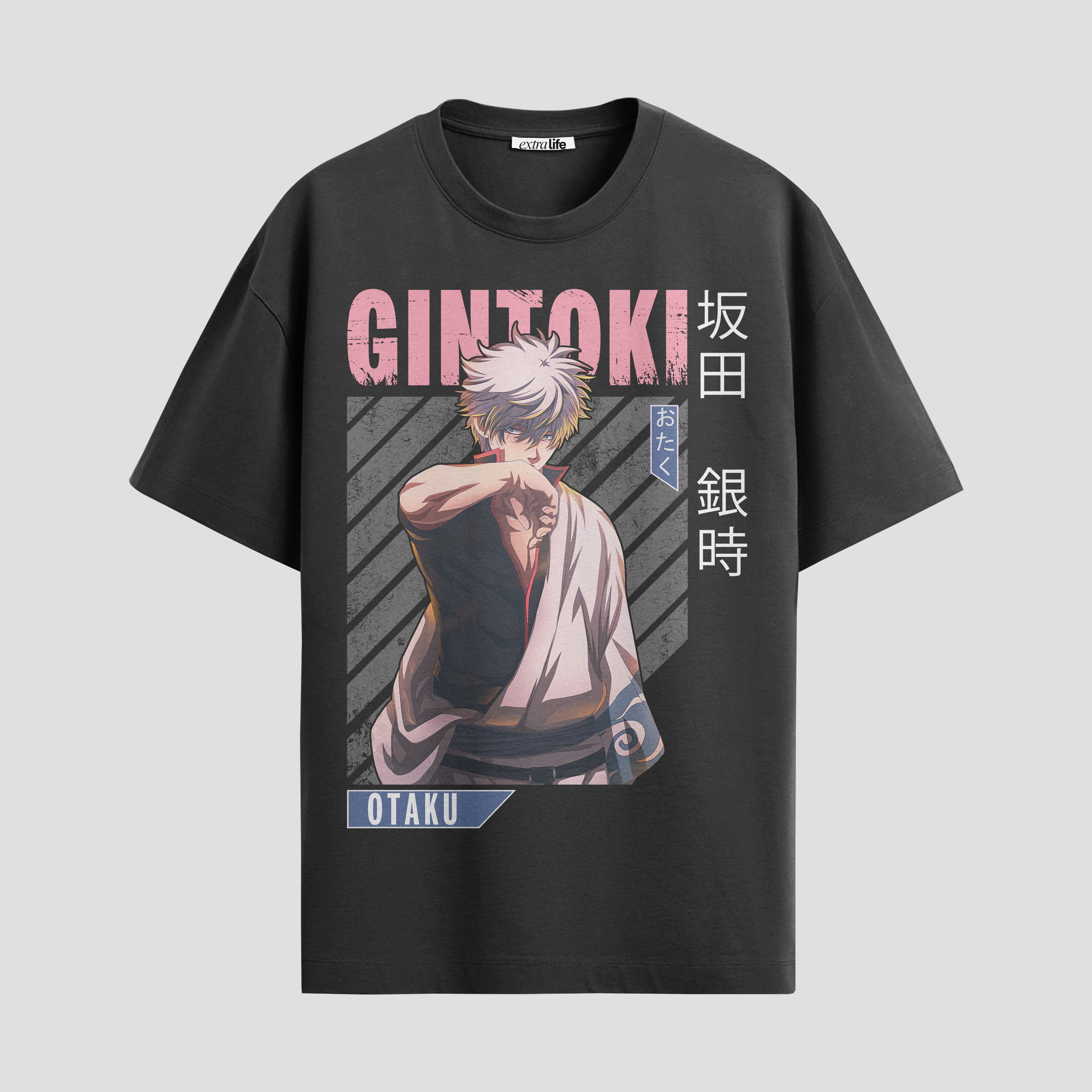 Playera urbana de anime y gaming ExtraLife MX, corte Standard Fit unisex ligero y transpirable en color Deep Black y Pure White, ropa de uso diario para gym y casual.