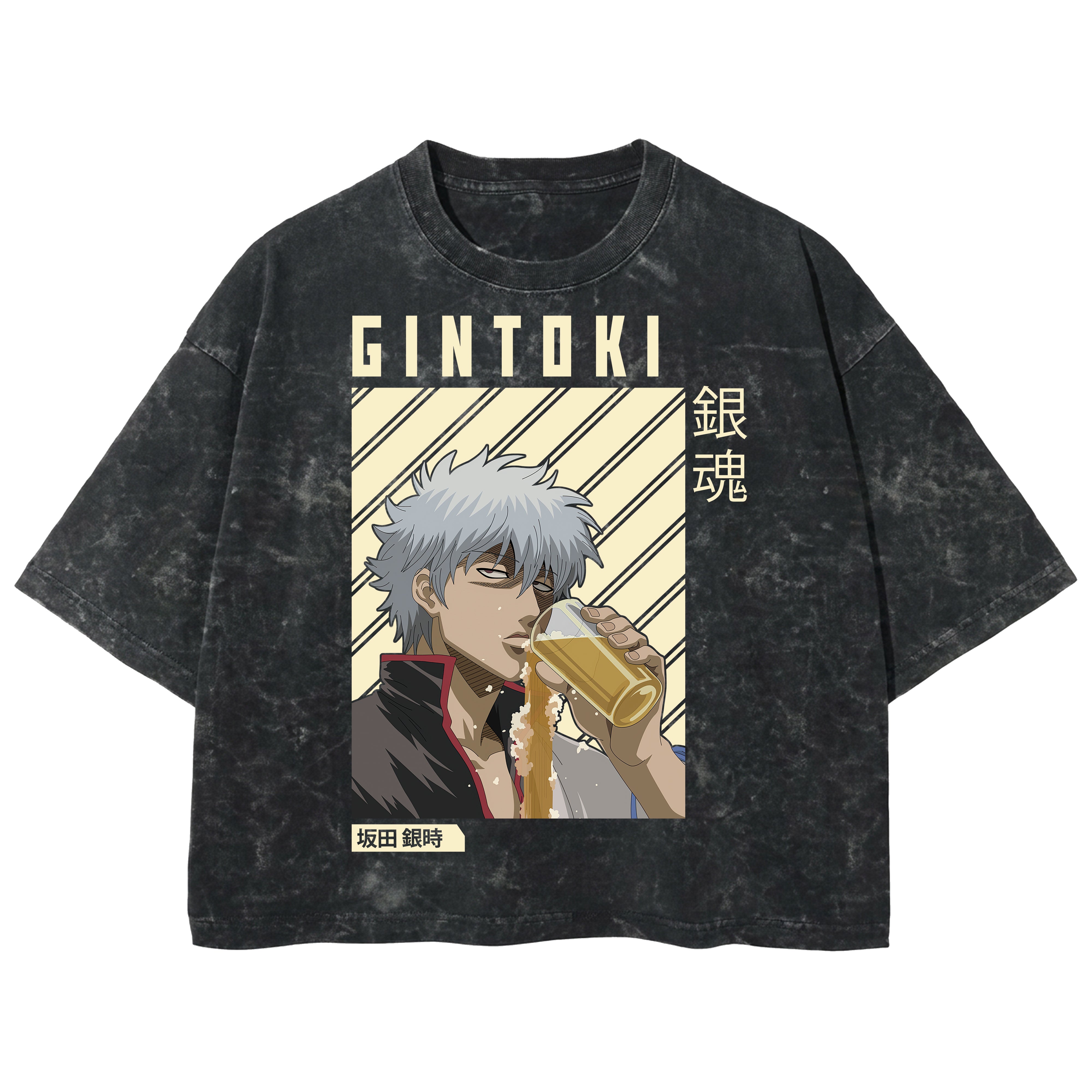 Playera streetwear premium de anime y gaming ExtraLife MX, corte boxy deluxe mineral wash heavyweight en color Acid Wash, moda urbana mexicana de culto.