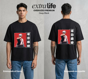 El Samurai sin Trabajo | El Sin Contrato del Bien #01532 - Playera Oversized Premium | Deep Black - Foto en modelo