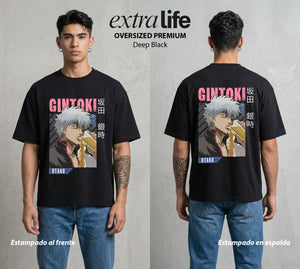 El Samurai sin Trabajo | El Samurai del Bien #01535 - Playera Oversized Premium | Deep Black - Foto en modelo