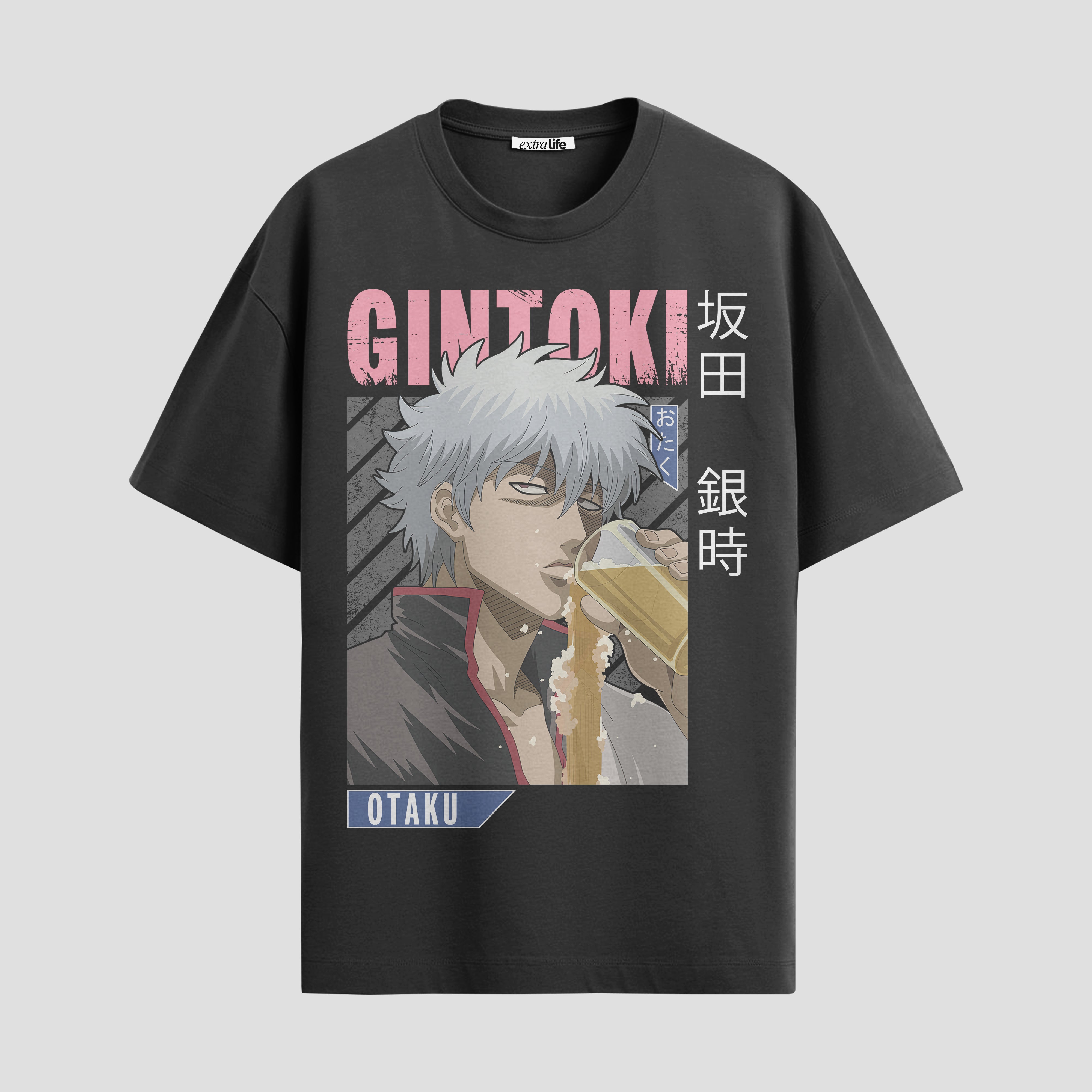 Playera urbana de anime y gaming ExtraLife MX, corte Standard Fit unisex ligero y transpirable en color Deep Black y Pure White, ropa de uso diario para gym y casual.