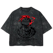 Playera streetwear premium de anime y gaming ExtraLife MX, corte boxy deluxe mineral wash heavyweight en color Acid Wash, moda urbana mexicana de culto.