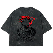Playera streetwear premium de anime y gaming ExtraLife MX, corte boxy deluxe mineral wash heavyweight en color Acid Wash, moda urbana mexicana de culto.