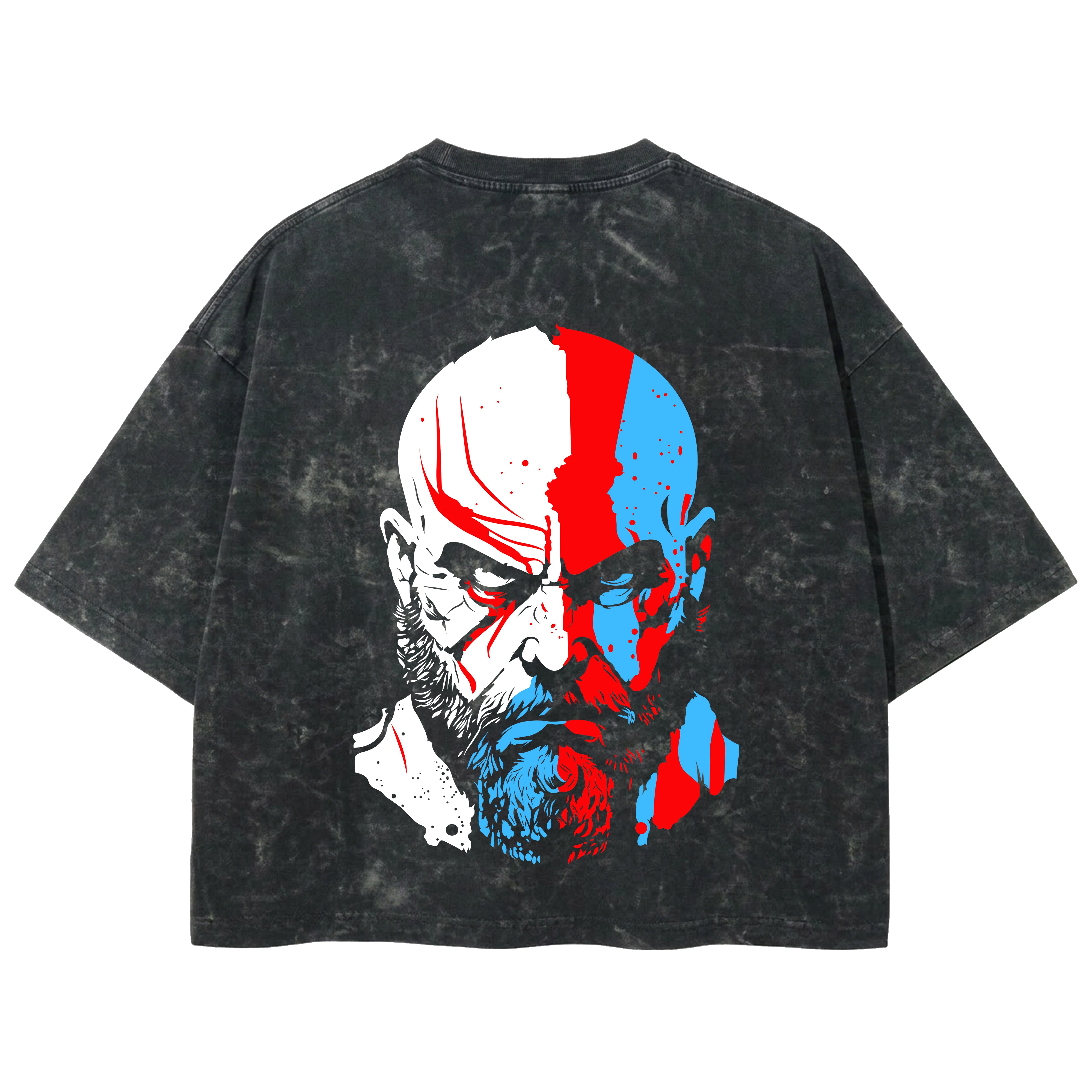 Playera streetwear premium de anime y gaming ExtraLife MX, corte boxy deluxe mineral wash heavyweight en color Acid Wash, moda urbana mexicana de culto.