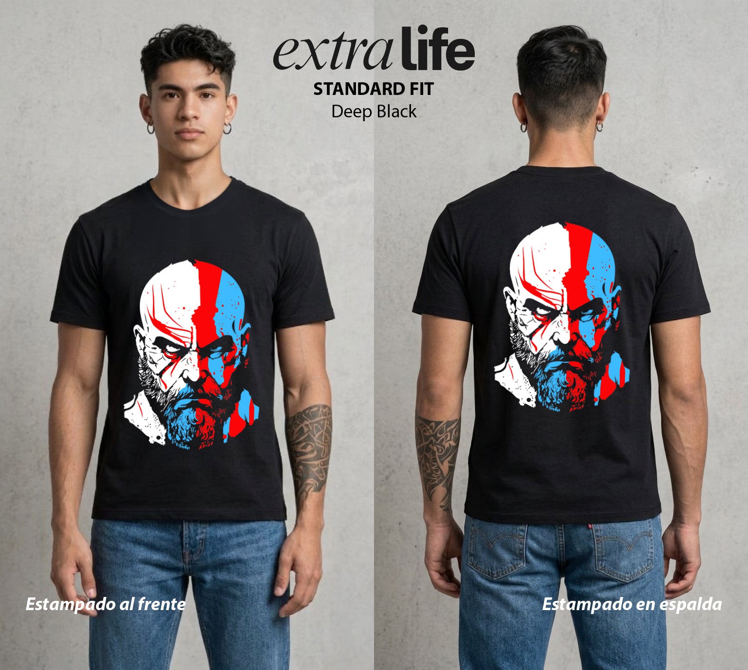 La Colera de los Dioses | El Fantasma de Esparta #01537 - Playera Standard Fit | Deep Black - Foto en modelo