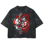 Playera streetwear premium de anime y gaming ExtraLife MX, corte boxy deluxe mineral wash heavyweight en color Acid Wash, moda urbana mexicana de culto.