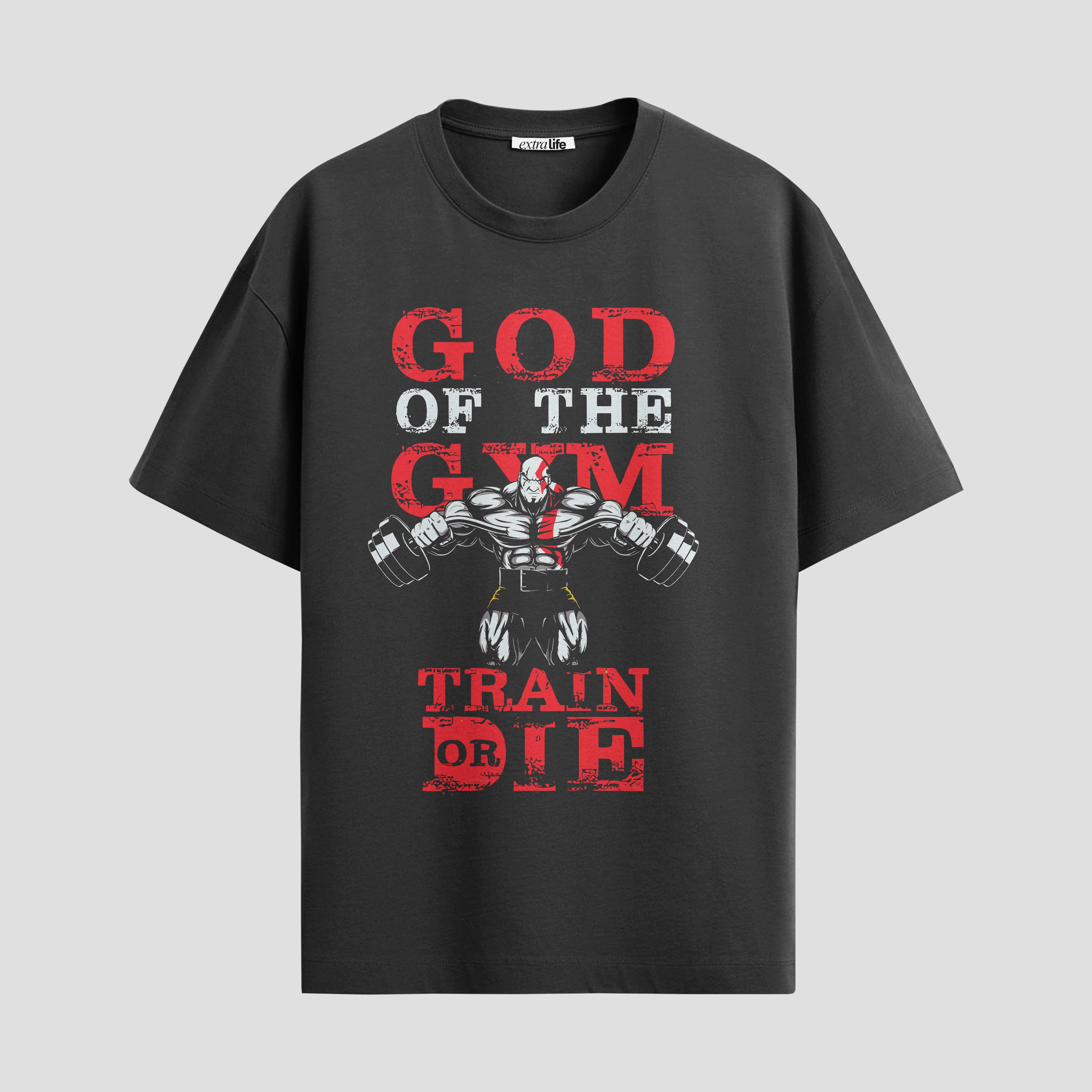 Playera urbana de anime y gaming ExtraLife MX, corte Standard Fit unisex ligero y transpirable en color Deep Black y Pure White, ropa de uso diario para gym y casual.