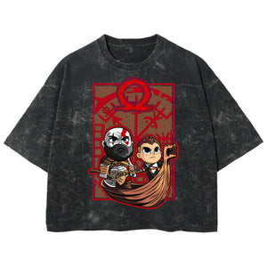 Playera streetwear premium de anime y gaming ExtraLife MX, corte boxy deluxe mineral wash heavyweight en color Acid Wash, moda urbana mexicana de culto.