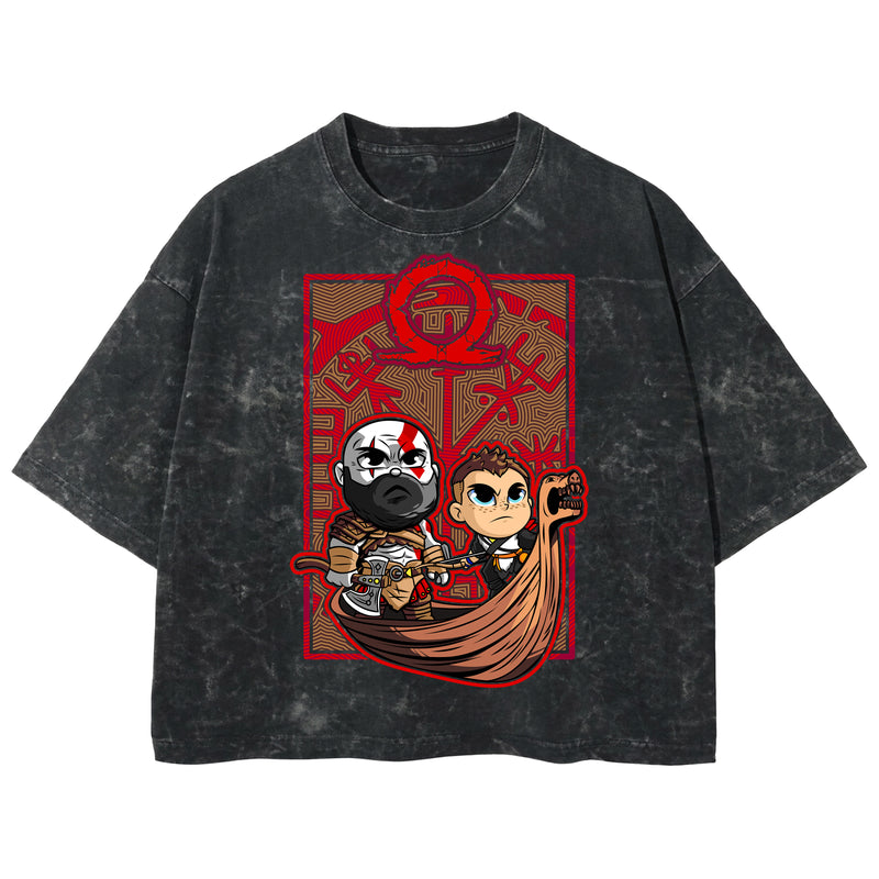 Playera streetwear premium de anime y gaming ExtraLife MX, corte boxy deluxe mineral wash heavyweight en color Acid Wash, moda urbana mexicana de culto.