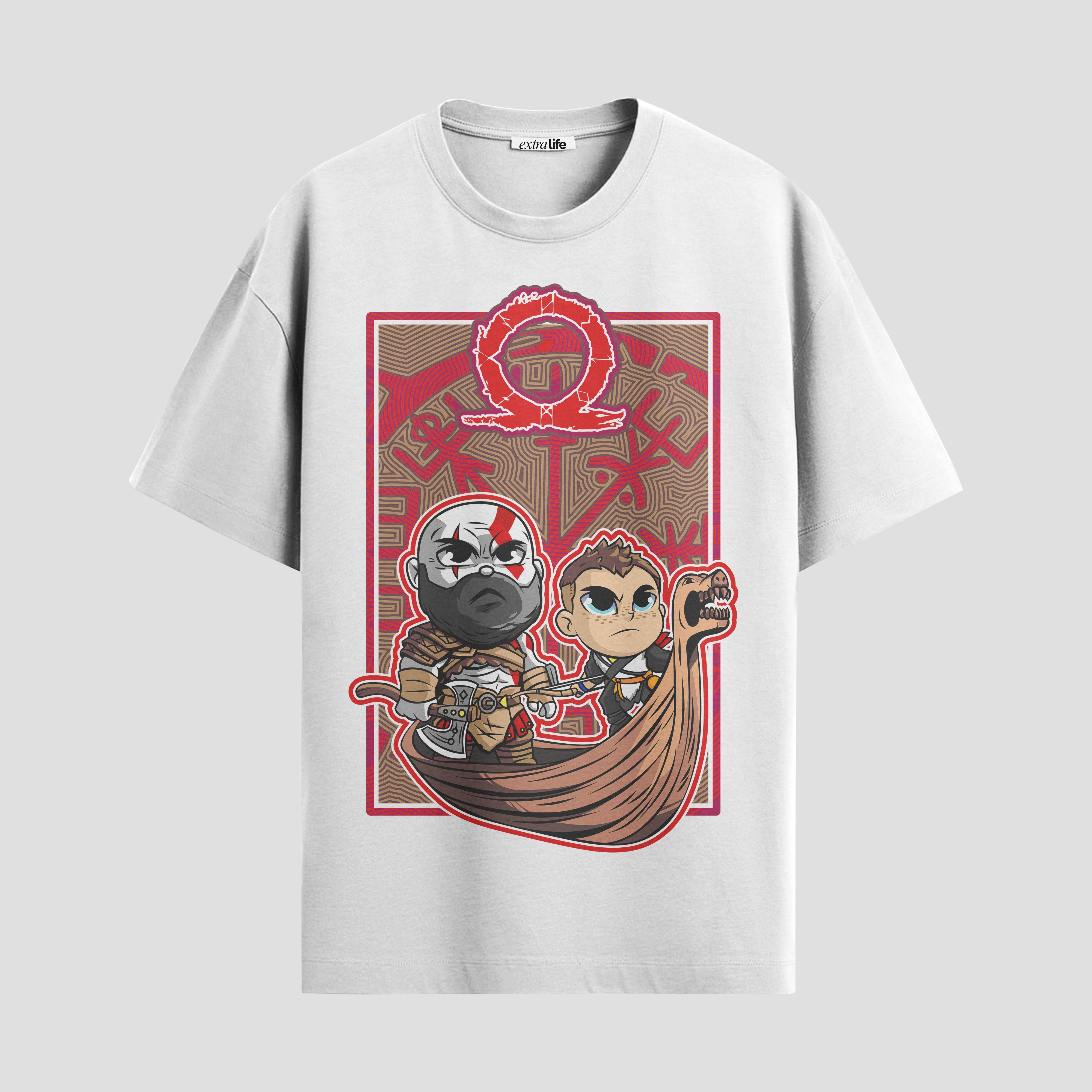 Playera urbana de anime y gaming ExtraLife MX, corte Standard Fit unisex ligero y transpirable en color Deep Black y Pure White, ropa de uso diario para gym y casual.