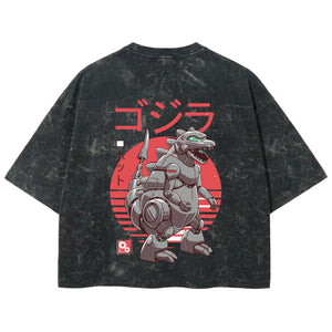 Playera streetwear premium de anime y gaming ExtraLife MX, corte boxy deluxe mineral wash heavyweight en color Acid Wash, moda urbana mexicana de culto.