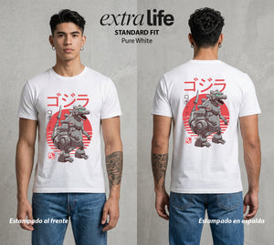 El Rey de los Monstruos | El Mecha del Kaiju #01542 - Playera Standard Fit | Pure White - Foto en modelo