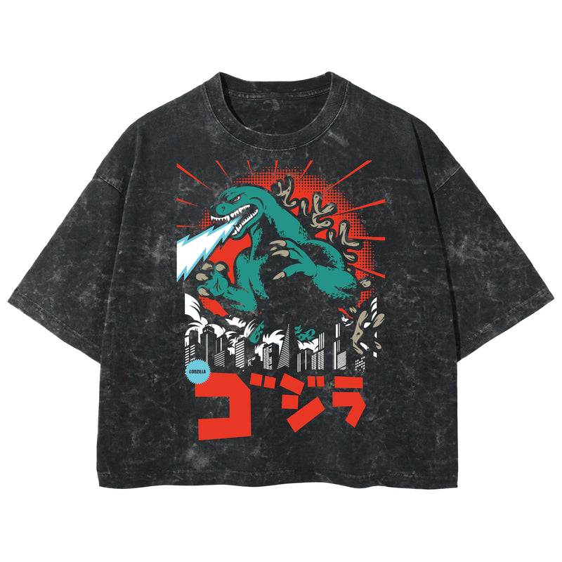 Playera streetwear premium de anime y gaming ExtraLife MX, corte boxy deluxe mineral wash heavyweight en color Acid Wash, moda urbana mexicana de culto.