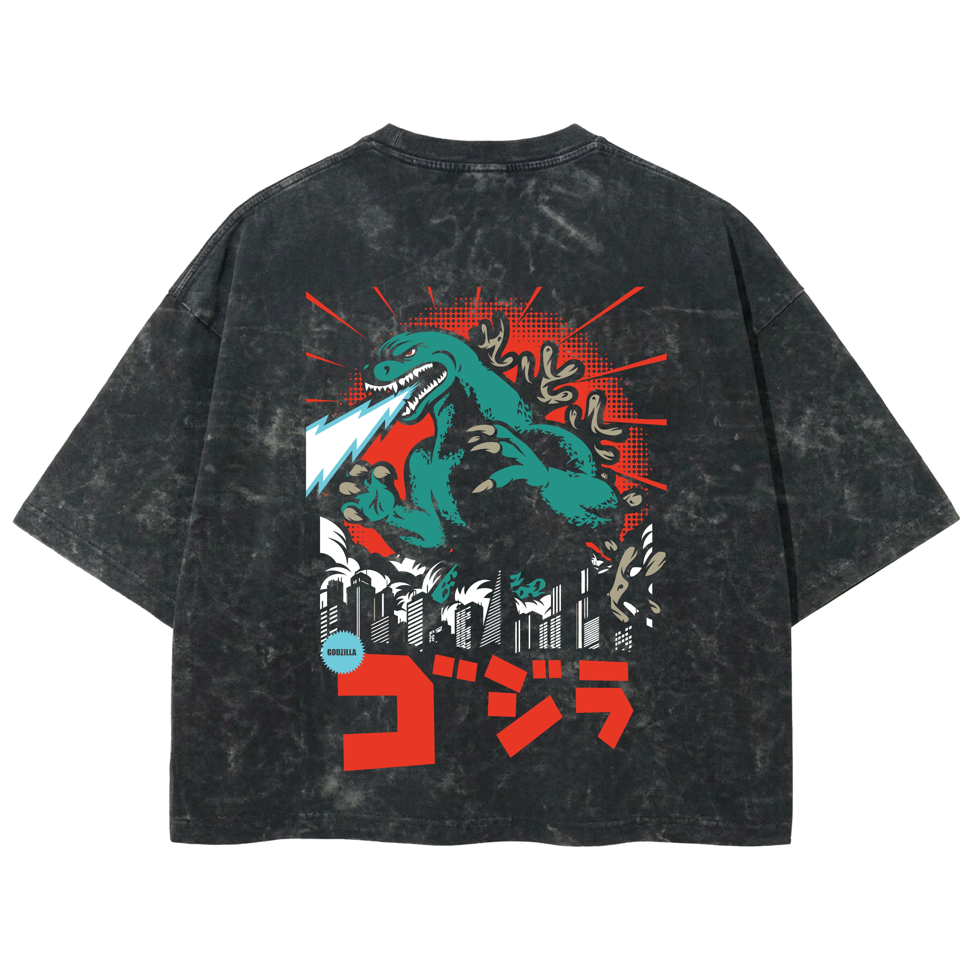Playera streetwear premium de anime y gaming ExtraLife MX, corte boxy deluxe mineral wash heavyweight en color Acid Wash, moda urbana mexicana de culto.