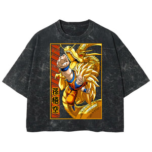 Playera streetwear premium de anime y gaming ExtraLife MX, corte boxy deluxe mineral wash heavyweight en color Acid Wash, moda urbana mexicana de culto.