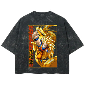 Playera streetwear premium de anime y gaming ExtraLife MX, corte boxy deluxe mineral wash heavyweight en color Acid Wash, moda urbana mexicana de culto.