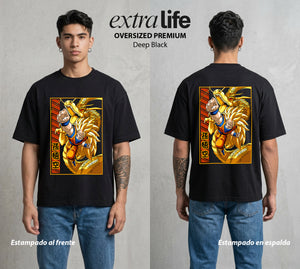 El Poder de las Esferas | Guerrero de las Estrellas #01546 - Playera Oversized Premium | Deep Black - Foto en modelo