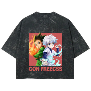 Playera streetwear premium de anime y gaming ExtraLife MX, corte boxy deluxe mineral wash heavyweight en color Acid Wash, moda urbana mexicana de culto.