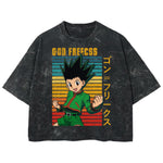Playera streetwear premium de anime y gaming ExtraLife MX, corte boxy deluxe mineral wash heavyweight en color Acid Wash, moda urbana mexicana de culto.
