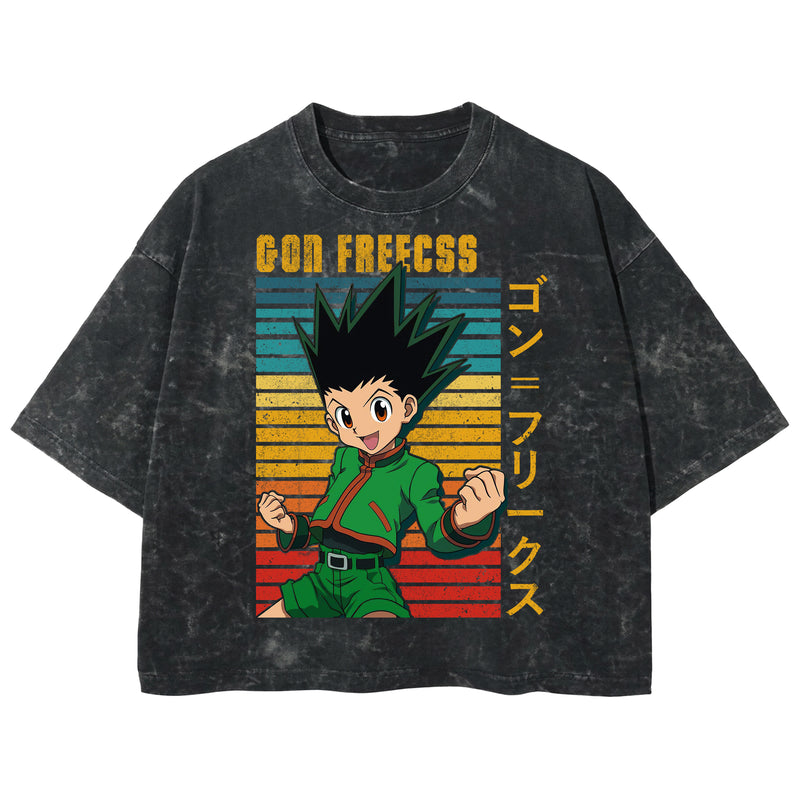 Playera streetwear premium de anime y gaming ExtraLife MX, corte boxy deluxe mineral wash heavyweight en color Acid Wash, moda urbana mexicana de culto.