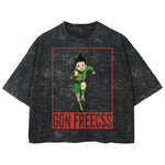 Playera streetwear premium de anime y gaming ExtraLife MX, corte boxy deluxe mineral wash heavyweight en color Acid Wash, moda urbana mexicana de culto.