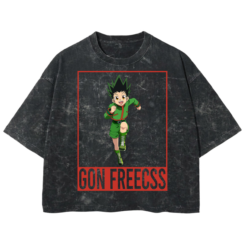 Playera streetwear premium de anime y gaming ExtraLife MX, corte boxy deluxe mineral wash heavyweight en color Acid Wash, moda urbana mexicana de culto.