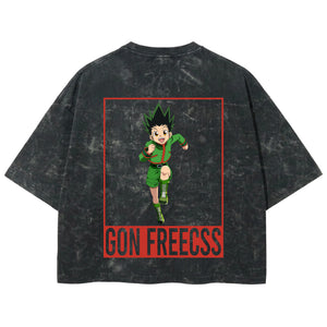 Playera streetwear premium de anime y gaming ExtraLife MX, corte boxy deluxe mineral wash heavyweight en color Acid Wash, moda urbana mexicana de culto.