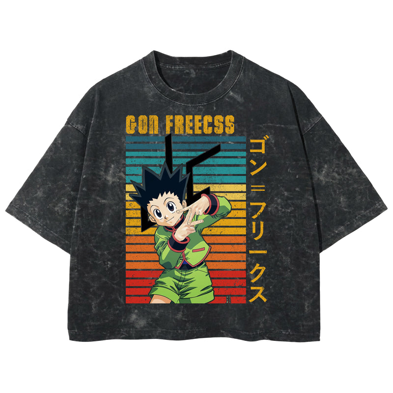 Playera streetwear premium de anime y gaming ExtraLife MX, corte boxy deluxe mineral wash heavyweight en color Acid Wash, moda urbana mexicana de culto.