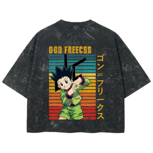 Playera streetwear premium de anime y gaming ExtraLife MX, corte boxy deluxe mineral wash heavyweight en color Acid Wash, moda urbana mexicana de culto.
