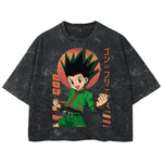 Playera streetwear premium de anime y gaming ExtraLife MX, corte boxy deluxe mineral wash heavyweight en color Acid Wash, moda urbana mexicana de culto.