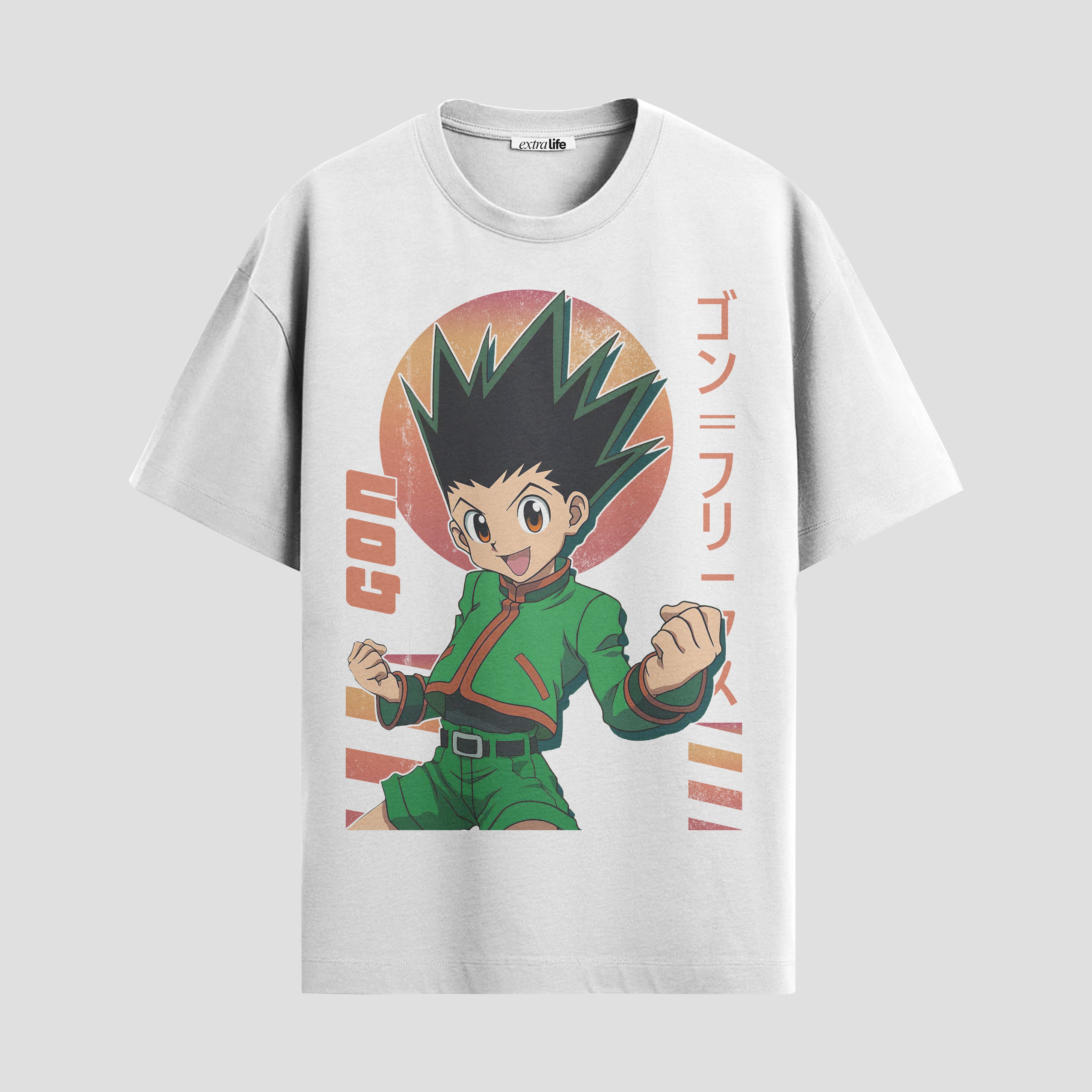 Playera urbana de anime y gaming ExtraLife MX, corte Standard Fit unisex ligero y transpirable en color Deep Black y Pure White, ropa de uso diario para gym y casual.